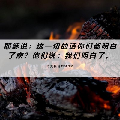 Picture 06 - 马 太 福 音 13:51 CUVS - 耶 稣 说 ： 这 一 切 的 话 你 们 都 - Bible Verse Picture