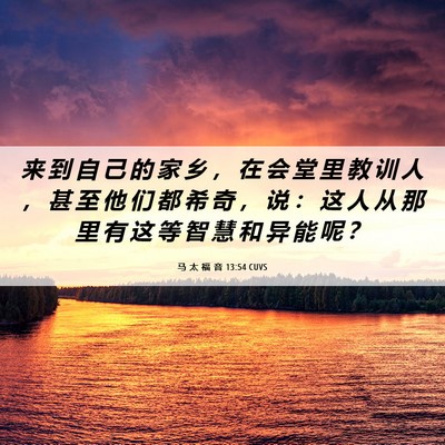 Picture 06 - 马 太 福 音 13:54 CUVS - 来 到 自 己 的 家 乡 ， 在 会 堂 里 - Bible Verse Picture