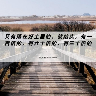 Picture 06 - 马 太 福 音 13:8 CUVS - 又 有 落 在 好 土 里 的 ， 就 结 实 - Bible Verse Picture