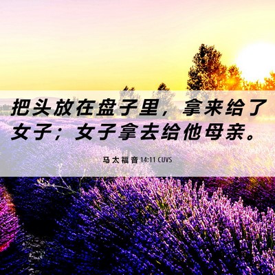 Picture 06 - 马 太 福 音 14:11 CUVS - 把 头 放 在 盘 子 里 ， 拿 来 给 了 - Bible Verse Picture