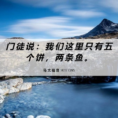 Picture 06 - 马 太 福 音 14:17 CUVS - 门 徒 说 ： 我 们 这 里 只 有 五 个 - Bible Verse Picture