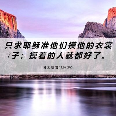 Picture 06 - 马 太 福 音 14:36 CUVS - 只 求 耶 稣 准 他 们 摸 他 的 衣 裳 ? - Bible Verse Picture