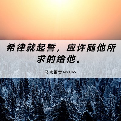 Picture 06 - 马 太 福 音 14:7 CUVS - 希 律 就 起 誓 ， 应 许 随 他 所 求 - Bible Verse Picture