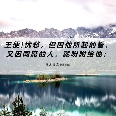 Picture 06 - 马 太 福 音 14:9 CUVS - 王 便 } 忧 愁 ， 但 因 他 所 起 的 誓 - Bible Verse Picture