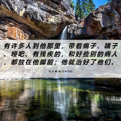 Picture 06 - 马 太 福 音 15:30 CUVS - 有 许 多 人 到 他 那 里 ， 带 着 瘸 - Bible Verse Picture
