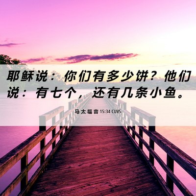 Picture 06 - 马 太 福 音 15:34 CUVS - 耶 稣 说 ： 你 们 有 多 少 饼 ？ 他 - Bible Verse Picture