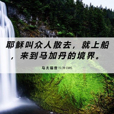 Picture 06 - 马 太 福 音 15:39 CUVS - 耶 稣 叫 众 人 散 去 ， 就 上 船 ， - Bible Verse Picture