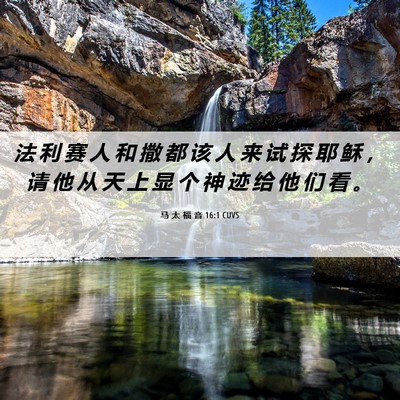 Picture 06 - 马 太 福 音 16:1 CUVS - 法 利 赛 人 和 撒 都 该 人 来 试 探 - Bible Verse Picture