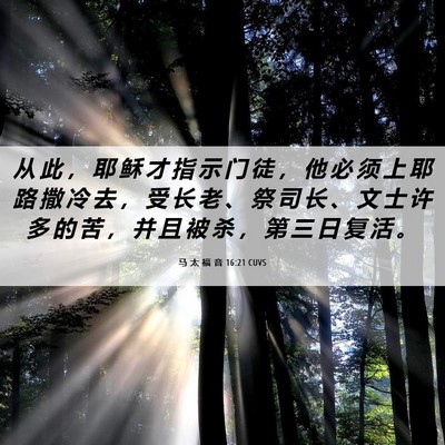 Picture 06 - 马 太 福 音 16:21 CUVS - 从 此 ， 耶 稣 才 指 示 门 徒 ， 他 - Bible Verse Picture