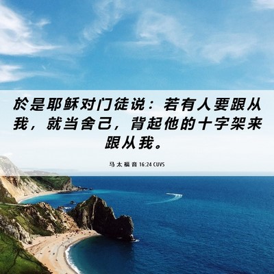 Picture 06 - 马 太 福 音 16:24 CUVS - 於 是 耶 稣 对 门 徒 说 ： 若 有 人 - Bible Verse Picture