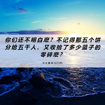 Picture 06 - 马 太 福 音 16:9 CUVS - 你 们 还 不 明 白 麽 ？ 不 记 得 那 - Bible Verse Picture