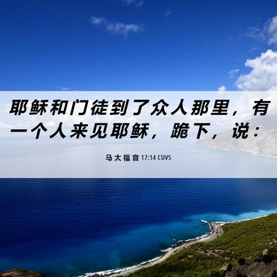 Picture 06 - 马 太 福 音 17:14 CUVS - 耶 稣 和 门 徒 到 了 众 人 那 里 ， - Bible Verse Picture