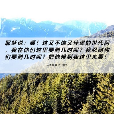 Picture 06 - 马 太 福 音 17:17 CUVS - 耶 稣 说 ： 嗳 ！ 这 又 不 信 又 悖 - Bible Verse Picture