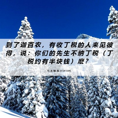 Picture 06 - 马 太 福 音 17:24 CUVS - 到 了 迦 百 农 ， 有 收 丁 税 的 人 - Bible Verse Picture