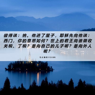 Picture 06 - 马 太 福 音 17:25 CUVS - 彼 得 说 ： 纳 。 他 进 了 屋 子 ， - Bible Verse Picture