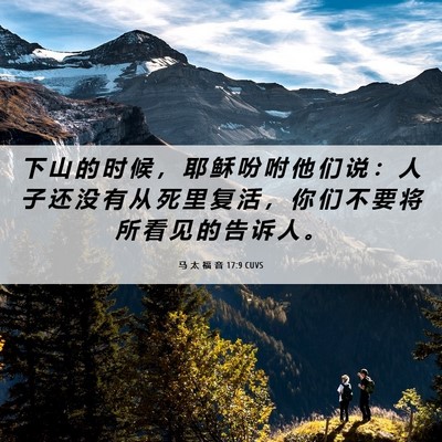 Picture 06 - 马 太 福 音 17:9 CUVS - 下 山 的 时 候 ， 耶 稣 吩 咐 他 们 - Bible Verse Picture