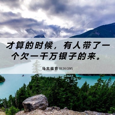 Picture 06 - 马 太 福 音 18:24 CUVS - 才 算 的 时 候 ， 有 人 带 了 一 个 - Bible Verse Picture
