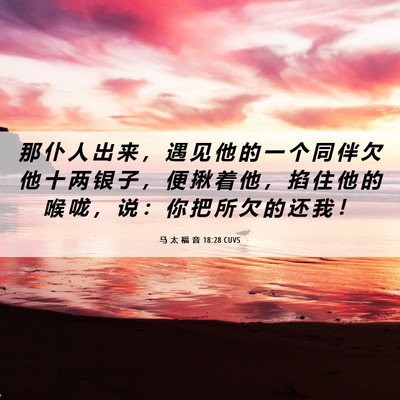 Picture 06 - 马 太 福 音 18:28 CUVS - 那 仆 人 出 来 ， 遇 见 他 的 一 个 - Bible Verse Picture
