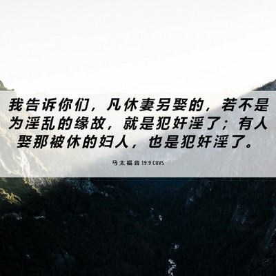 Picture 06 - 马 太 福 音 19:9 CUVS - 我 告 诉 你 们 ， 凡 休 妻 另 娶 的 - Bible Verse Picture