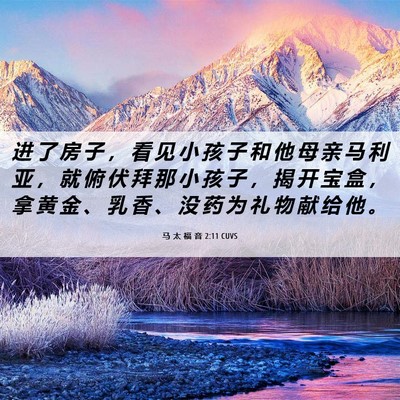 Picture 06 - 马 太 福 音 2:11 CUVS - 进 了 房 子 ， 看 见 小 孩 子 和 他 - Bible Verse Picture