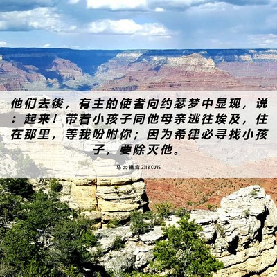 Picture 06 - 马 太 福 音 2:13 CUVS - 他 们 去 後 ， 有 主 的 使 者 向 约 - Bible Verse Picture