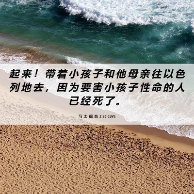 Picture 06 - 马 太 福 音 2:20 CUVS - 起 来 ！ 带 着 小 孩 子 和 他 母 亲 - Bible Verse Picture