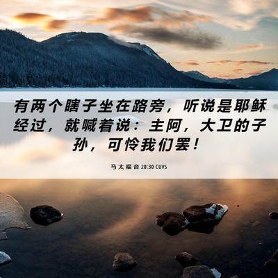 Picture 06 - 马 太 福 音 20:30 CUVS - 有 两 个 瞎 子 坐 在 路 旁 ， 听 说 - Bible Verse Picture