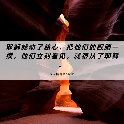 Picture 06 - 马 太 福 音 20:34 CUVS - 耶 稣 就 动 了 慈 心 ， 把 他 们 的 - Bible Verse Picture