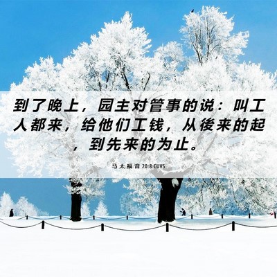 Picture 06 - 马 太 福 音 20:8 CUVS - 到 了 晚 上 ， 园 主 对 管 事 的 说 - Bible Verse Picture