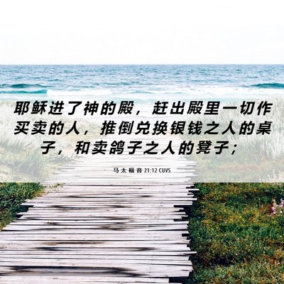 Picture 06 - 马 太 福 音 21:12 CUVS - 耶 稣 进 了 神 的 殿 ， 赶 出 殿 里 - Bible Verse Picture