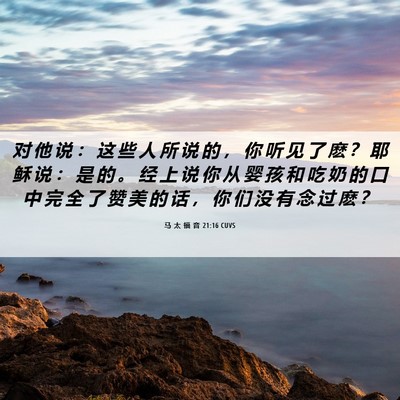 Picture 06 - 马 太 福 音 21:16 CUVS - 对 他 说 ： 这 些 人 所 说 的 ， 你 - Bible Verse Picture