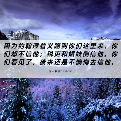 Picture 06 - 马 太 福 音 21:32 CUVS - 因 为 约 翰 遵 着 义 路 到 你 们 这 - Bible Verse Picture