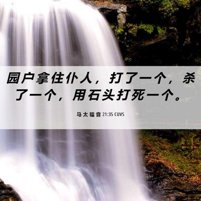 Picture 06 - 马 太 福 音 21:35 CUVS - 园 户 拿 住 仆 人 ， 打 了 一 个 ， - Bible Verse Picture