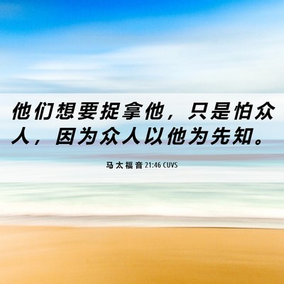 Picture 06 - 马 太 福 音 21:46 CUVS - 他 们 想 要 捉 拿 他 ， 只 是 怕 众 - Bible Verse Picture