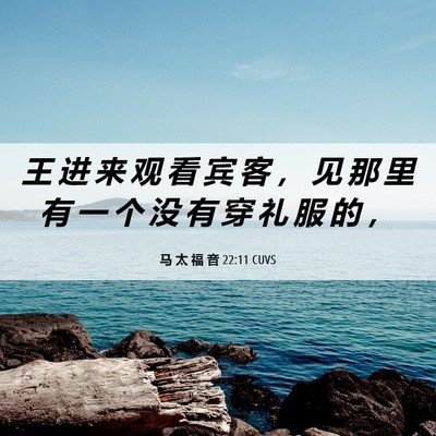 Picture 06 - 马 太 福 音 22:11 CUVS - 王 进 来 观 看 宾 客 ， 见 那 里 有 - Bible Verse Picture