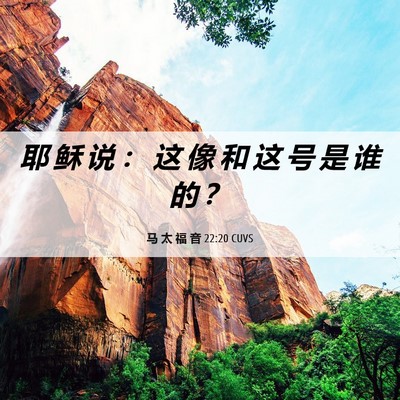 Picture 06 - 马 太 福 音 22:20 CUVS - 耶 稣 说 ： 这 像 和 这 号 是 谁 的 - Bible Verse Picture