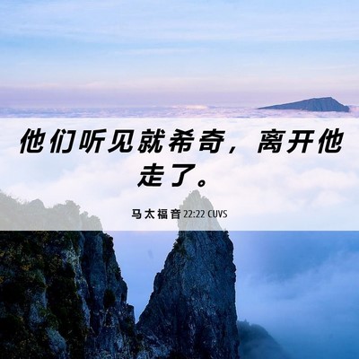 Picture 06 - 马 太 福 音 22:22 CUVS - 他 们 听 见 就 希 奇 ， 离 开 他 走 - Bible Verse Picture