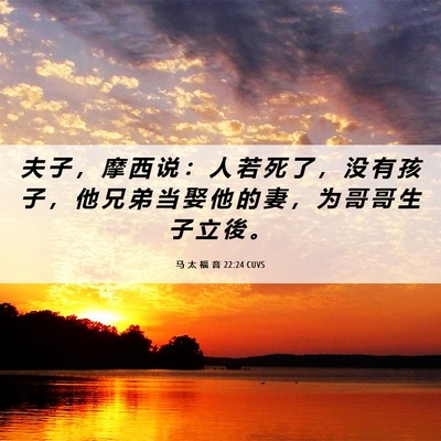 Picture 06 - 马 太 福 音 22:24 CUVS - 夫 子 ， 摩 西 说 ： 人 若 死 了 ， - Bible Verse Picture
