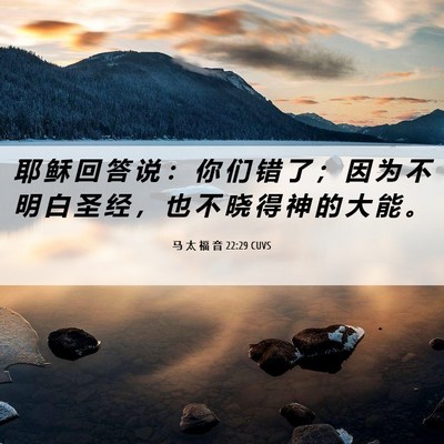 Picture 06 - 马 太 福 音 22:29 CUVS - 耶 稣 回 答 说 ： 你 们 错 了 ； 因 - Bible Verse Picture