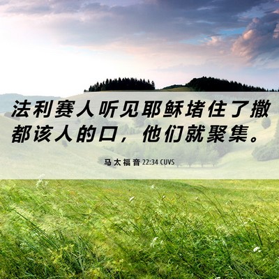 Picture 06 - 马 太 福 音 22:34 CUVS - 法 利 赛 人 听 见 耶 稣 堵 住 了 撒 - Bible Verse Picture