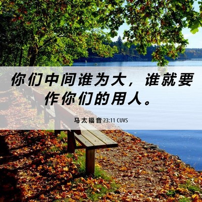 Picture 06 - 马 太 福 音 23:11 CUVS - 你 们 中 间 谁 为 大 ， 谁 就 要 作 - Bible Verse Picture