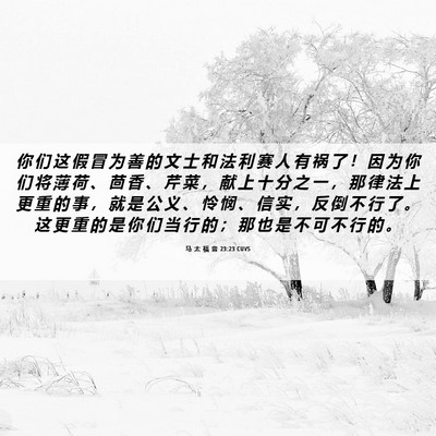 Picture 06 - 马 太 福 音 23:23 CUVS - 你 们 这 假 冒 为 善 的 文 士 和 法 - Bible Verse Picture