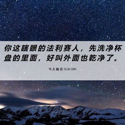 Picture 06 - 马 太 福 音 23:26 CUVS - 你 这 瞎 眼 的 法 利 赛 人 ， 先 洗 - Bible Verse Picture