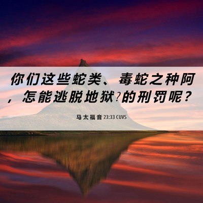 Picture 06 - 马 太 福 音 23:33 CUVS - 你 们 这 些 蛇 类 、 毒 蛇 之 种 阿 - Bible Verse Picture