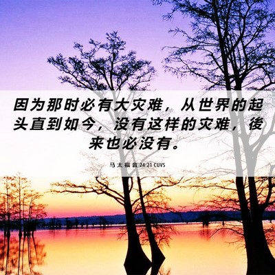 Picture 06 - 马 太 福 音 24:21 CUVS - 因 为 那 时 必 有 大 灾 难 ， 从 世 - Bible Verse Picture