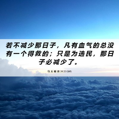 Picture 06 - 马 太 福 音 24:22 CUVS - 若 不 减 少 那 日 子 ， 凡 有 血 气 - Bible Verse Picture