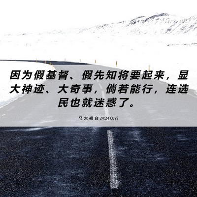 Picture 06 - 马 太 福 音 24:24 CUVS - 因 为 假 基 督 、 假 先 知 将 要 起 - Bible Verse Picture