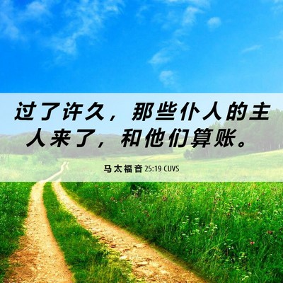 Picture 06 - 马 太 福 音 25:19 CUVS - 过 了 许 久 ， 那 些 仆 人 的 主 人 - Bible Verse Picture