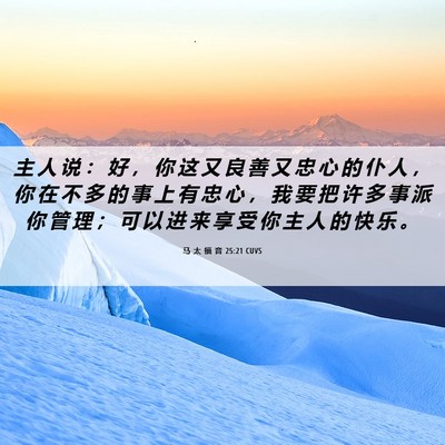 Picture 06 - 马 太 福 音 25:21 CUVS - 主 人 说 ： 好 ， 你 这 又 良 善 又 - Bible Verse Picture