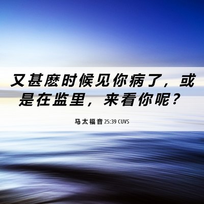 Picture 06 - 马 太 福 音 25:39 CUVS - 又 甚 麽 时 候 见 你 病 了 ， 或 是 - Bible Verse Picture